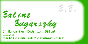 balint bugarszky business card